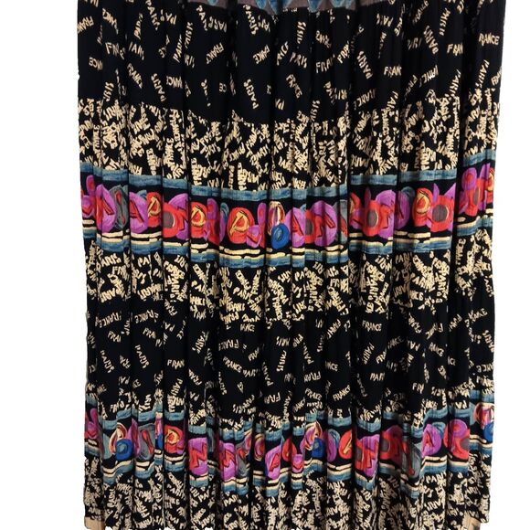 Carole Little Vintage Sz 4 100% Rayon Paris Novelty Maxi Skirt Made In The USA - Picture 6 of 11